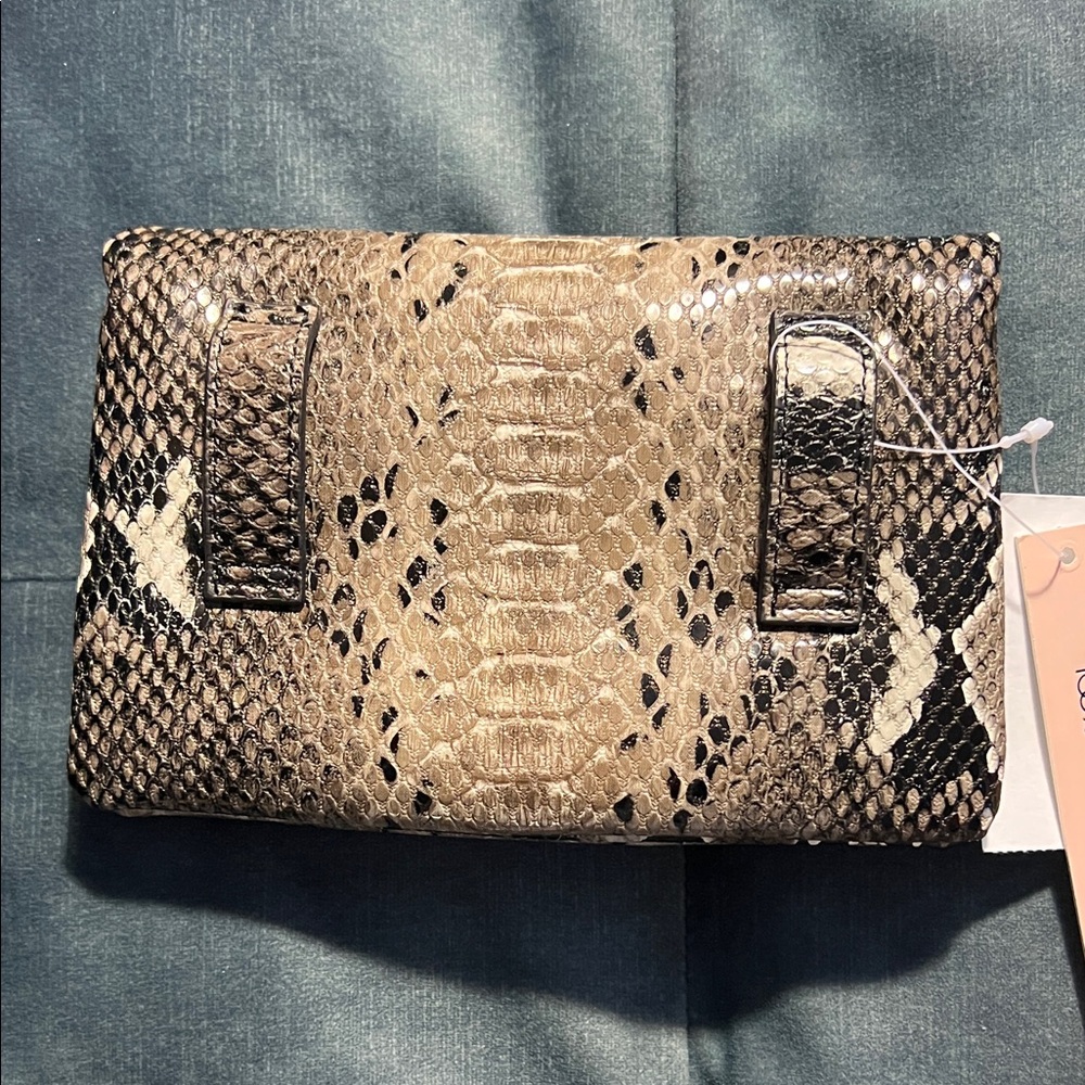 Aqua Python Pattern Clutch - Tan And Black - image 2